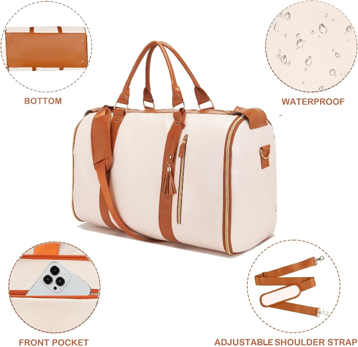 hanging suitcase, travel garment bag, pink weekender, lightweight PU leather, durable shoe pocket, womens adjustable bag, portable user-friendly design, spacious storage compartment