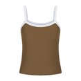 thumbnail image 5 of ClodeEU Women's Solid Color Lace Trim Spaghetti Strap Top,Comfortable Casual Sleeveless Camisole Brown,Womens Plus XXL, 5 of 7