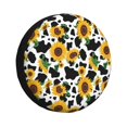 thumbnail image 1 of Fotbe Cute Cow Print Sunflower D Funda de Llanta de Repuesto con Estampado, Engrosada, Ajuste Universal para Jeep, Remolque, RV, SUV, Camión-17 inch, 1 of 6