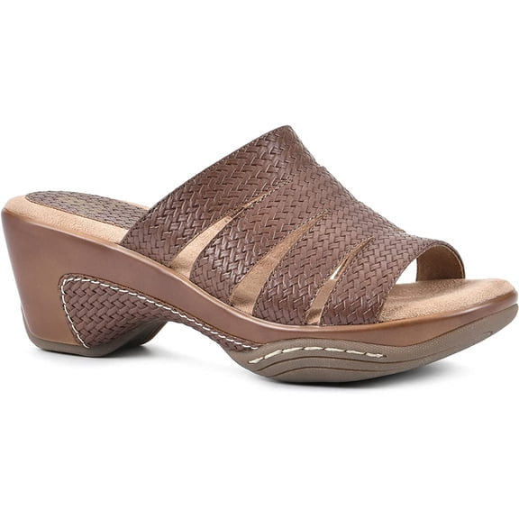 White Mountain Shoes Valora Womens Clog Sandal 10 Brown/Woven