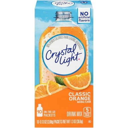 - (6 Pack) Crystal Light On-the-Go Classic Orange Drink Mix, 10 Packets