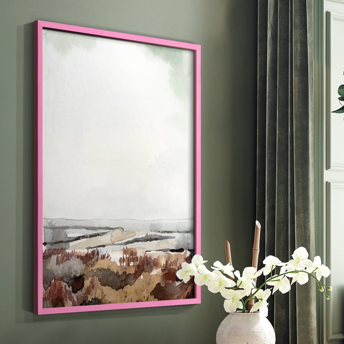 Coastal Inlet Study I Framed Print in Pink Solid Wood Framed Print No Nail Hanging