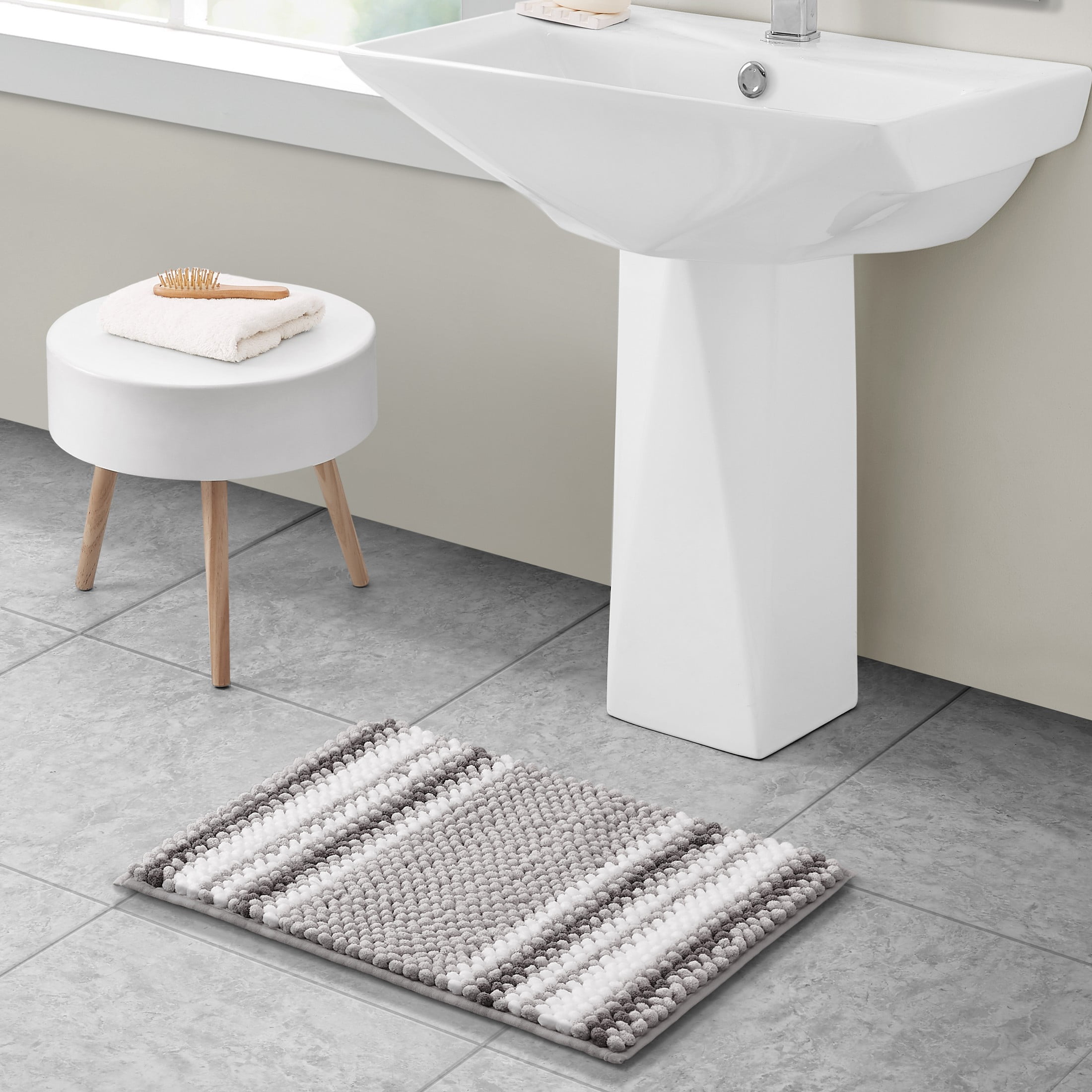 VCNY Home Aiden Jacquard Chenille Noodle Bath Rug, 17 x 24, Taupe