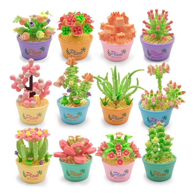 12 Set Flor De Bloque De Construcción Compatible Bonsái 1478 Pikachu Xtellar multicolor