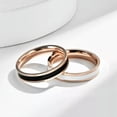 thumbnail image 5 of 4mm Rose Gold/Silver Stainless Steel Band Women's White/Black Ring Sz 5-9, 5 of 8