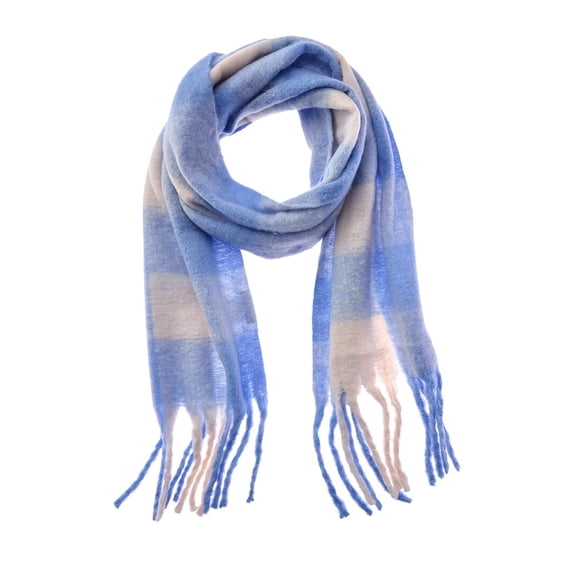 La Fiorentina Fringe Plush Scarf, Blue