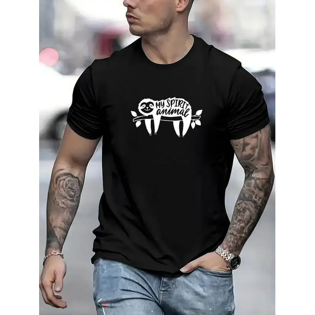 Camiseta con estampado de perezoso para hombre, informal, de manga corta, para verano, para deportes de ocio.