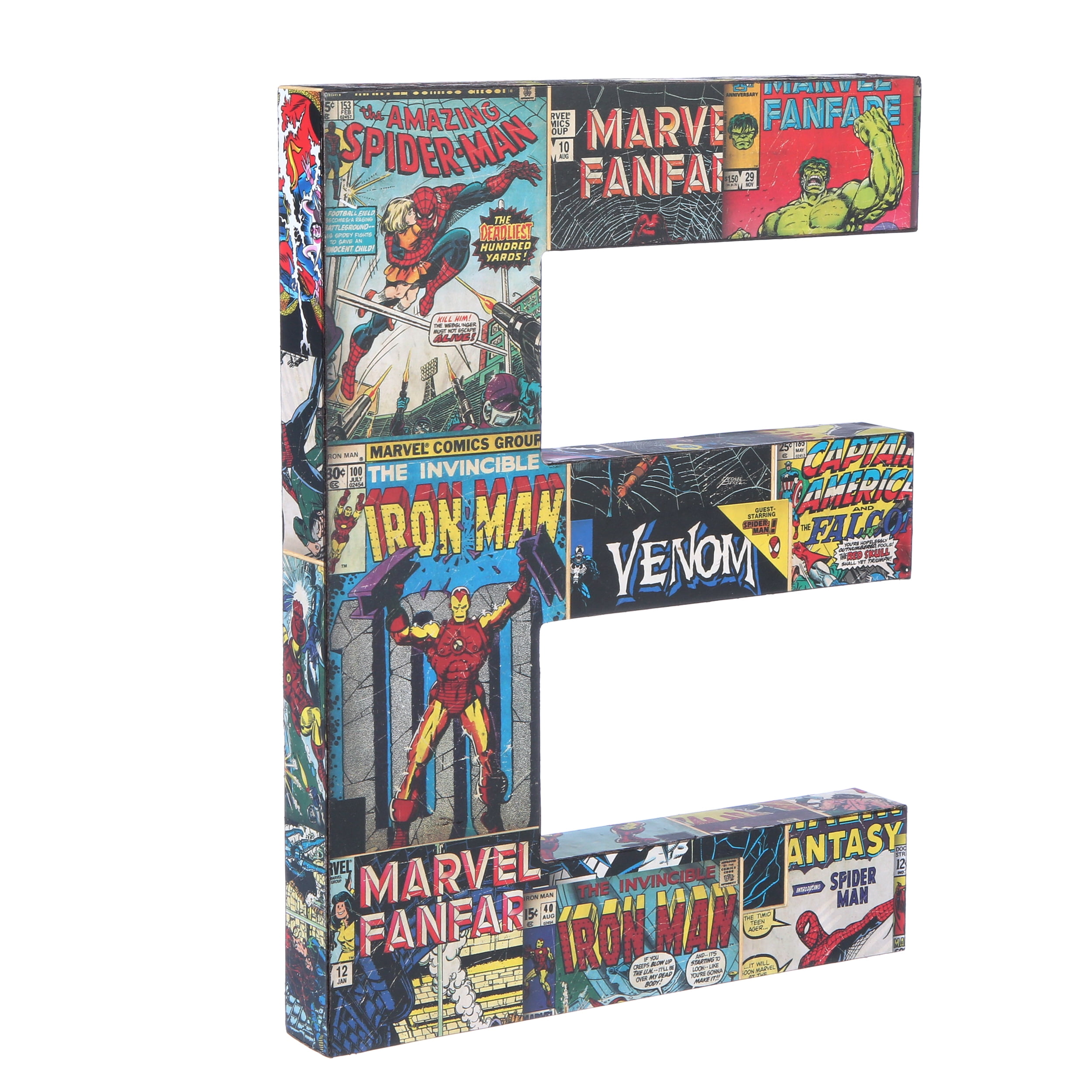Marvel Superhero Retro Comics Wooden Letter 'E' with Hooks