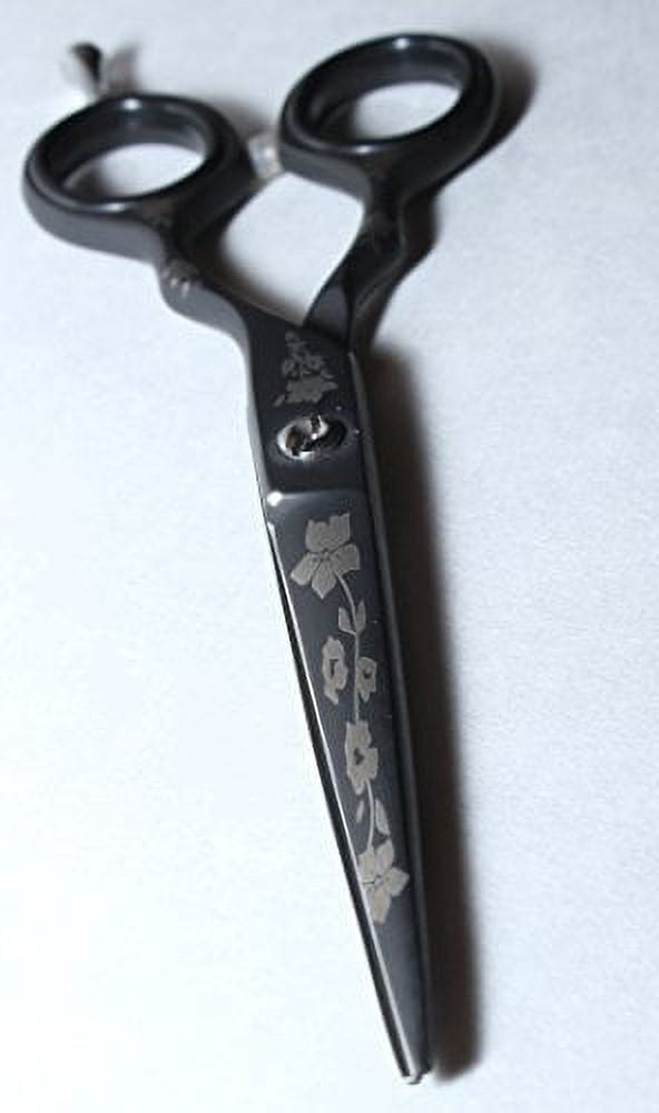 TreSharp Professional Razor Edge 6" Serrated Shears Black with floral Design