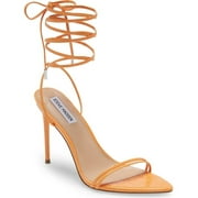 Steve Madden Flamin Orange Ankle Tie Lace Wrap Around Stiletto Open Toe Sandals (7, ORANGE)