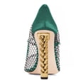 thumbnail image 4 of FSJ Women Pointed Toe Rhinestone Mesh Pumps Single Band Chain Chunky High Heels Elegant Prom Party Evening Shoes Size 16 Green, 4 of 5