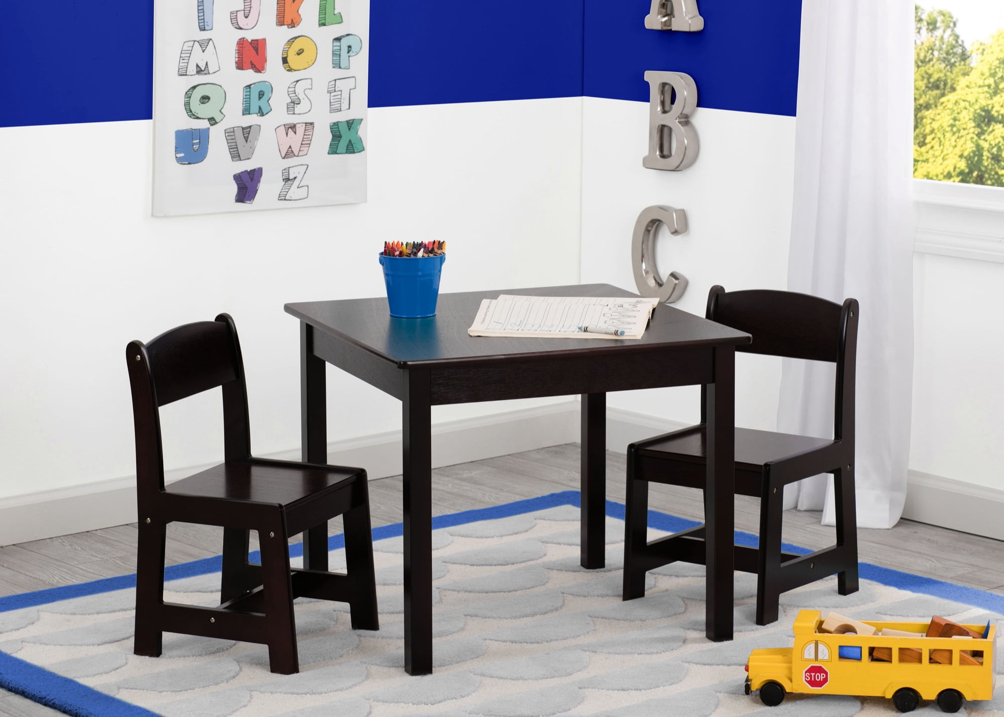 Delta Children MySize Toddler Wooden Activity Table Chair Set 2 Chairs Included Dark Chocolate Walmart