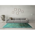 thumbnail image 3 of Ahgly Company Machine Washable Indoor Round Oriental Turquoise Blue Industrial Area Rugs, 7' Round, 3 of 4