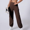 thumbnail image 4 of Pantalones cargo informales de color liso para mujer: cintura elástica, diseño con múltiples bolsillos, estilo jogger cónico para ropa de ocio y deportiva, 4 of 7