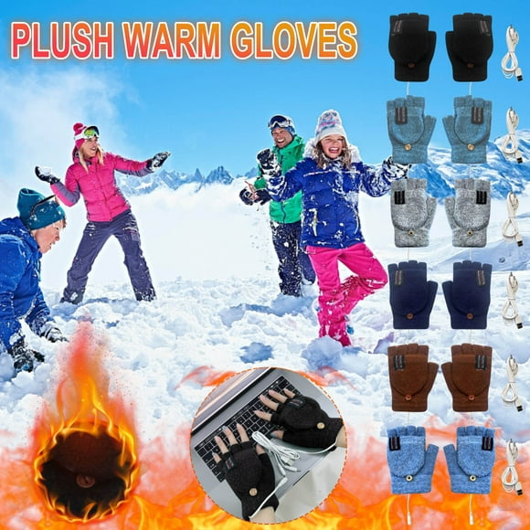 Nsxcdh USB Heating Gloves Half Finger Double Side Heating,Soft Plush Elastic,One Size,for Office Study and Winter Outdoor,gloves winter gloves Home Essentials