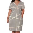 thumbnail image 2 of Elegante vestido de verano con bolsillos para mujer vestidos sueltos con patrón geométrico de oro rosa, 2 of 6
