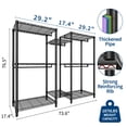 thumbnail image 4 of Clothes Rack for Hanging Clothes, Freestanding Garment Rack Adjustable Heavy Duty 1874LBS Capacity with 5 Hanging Rods and 8 Wire Shelves, Portable Closet Wardrobe Organizer, 76.5"H x 73.6"L x 17.4"W, 4 of 7