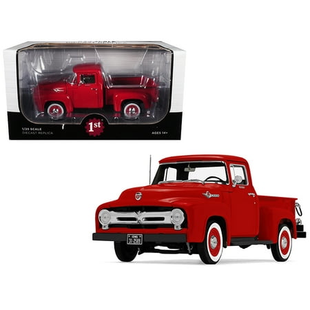 40 Ford Truck - 1956 Ford F-100 Pickup Truck High Feature Vermillion Red 1/25 Diecast Model Car by First Gear