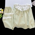 thumbnail image 6 of BLVB Pajamas Set for Girls Plaid Long Sleeve Lace Crewneck Tops Long Pants Lounge Set Cute Pj Sets Sleepwear 2-17T(Green,12-13Years), 6 of 8