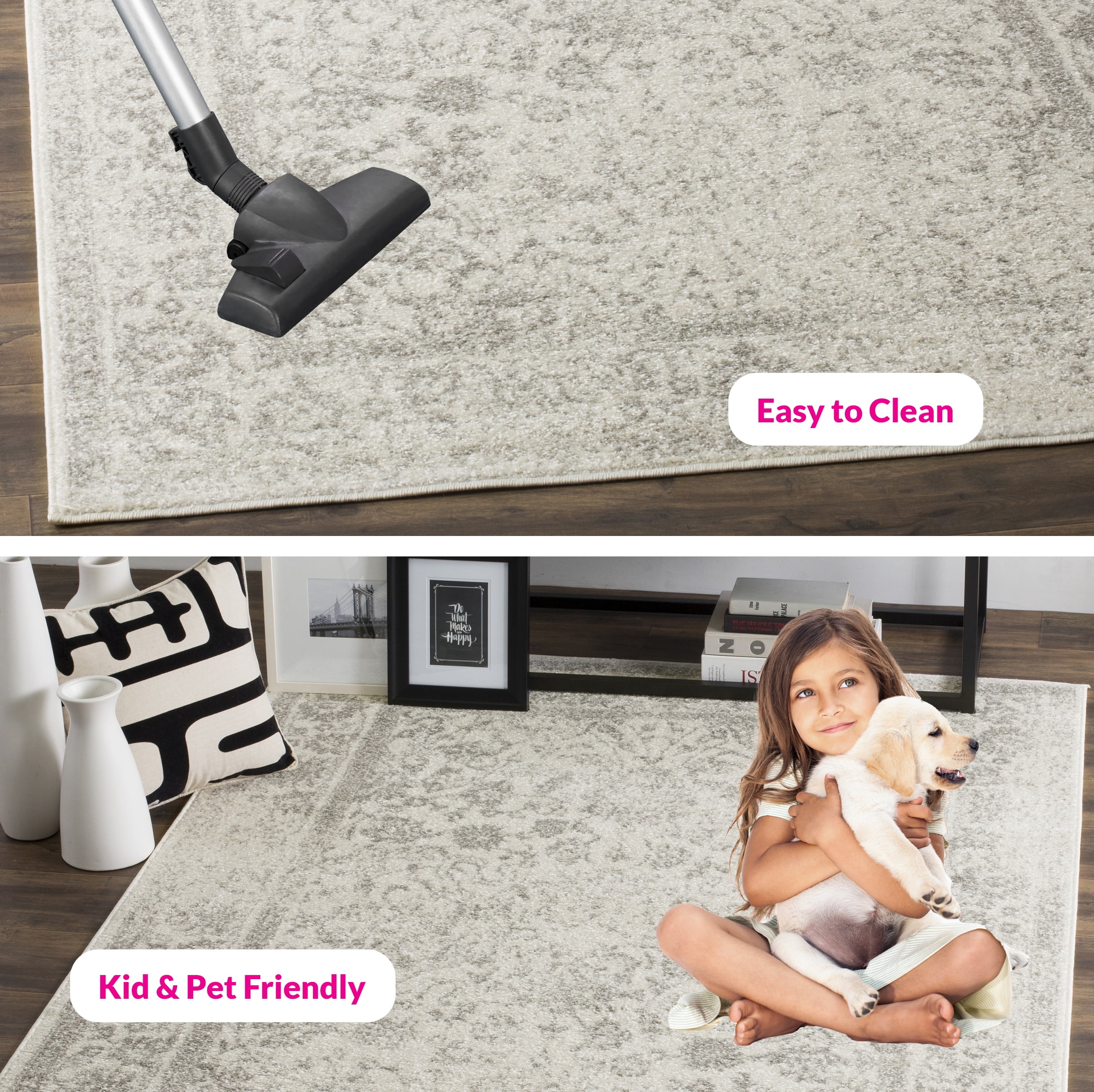 SAFAVIEH Adirondack Wyatt Traditional Distressed Area Rug, Ivory/Silver, 4' x 6' - Transitional Modern Design, Ivory & Silver, Ideal for Living Room, Bedroom, Dining Space, Entryway, Bathroom, Bedsid
