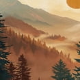 thumbnail image 6 of PIKWEEK Boho Abstract Sun Mountain Forest Lake Nature Scenery Round Tablecloth White, 6 of 8