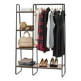 thumbnail image 2 of IRIS Garment Rack with Wooden Shelves for Hanging Clothes and Displaying Accessories Black and Dark Brown, 2 of 10