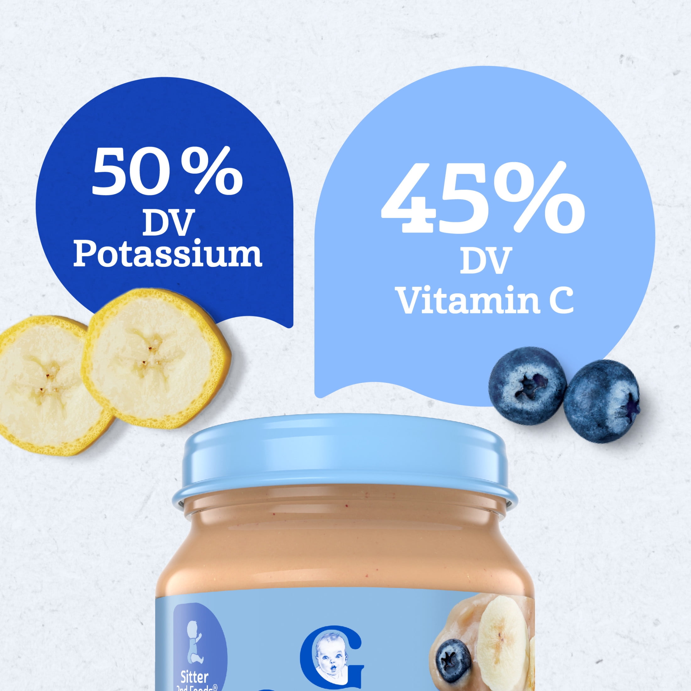 (12 pack) Gerber 2nd Foods Natural for Baby Wonder Foods Baby Food, Banana Blueberry, 4 oz Jar