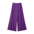 thumbnail image 3 of ClodeEU Women's High Waisted Wide Leg Chiffon Pants,Casual Flowy Loose Fit Trouser Purple,Womens Plus L, 3 of 5