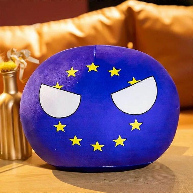 Muñeco de peluche de Polandball de 10 a 40 cm, Country Ball, ONU, EE. UU., URSS, FRANCIA, RUSIA, REINO UNIDO, KR, JAPÓN, UE, CANANDA, ITALIA, almohada de peluche con colgante para niño, 30 cm, UE, 3