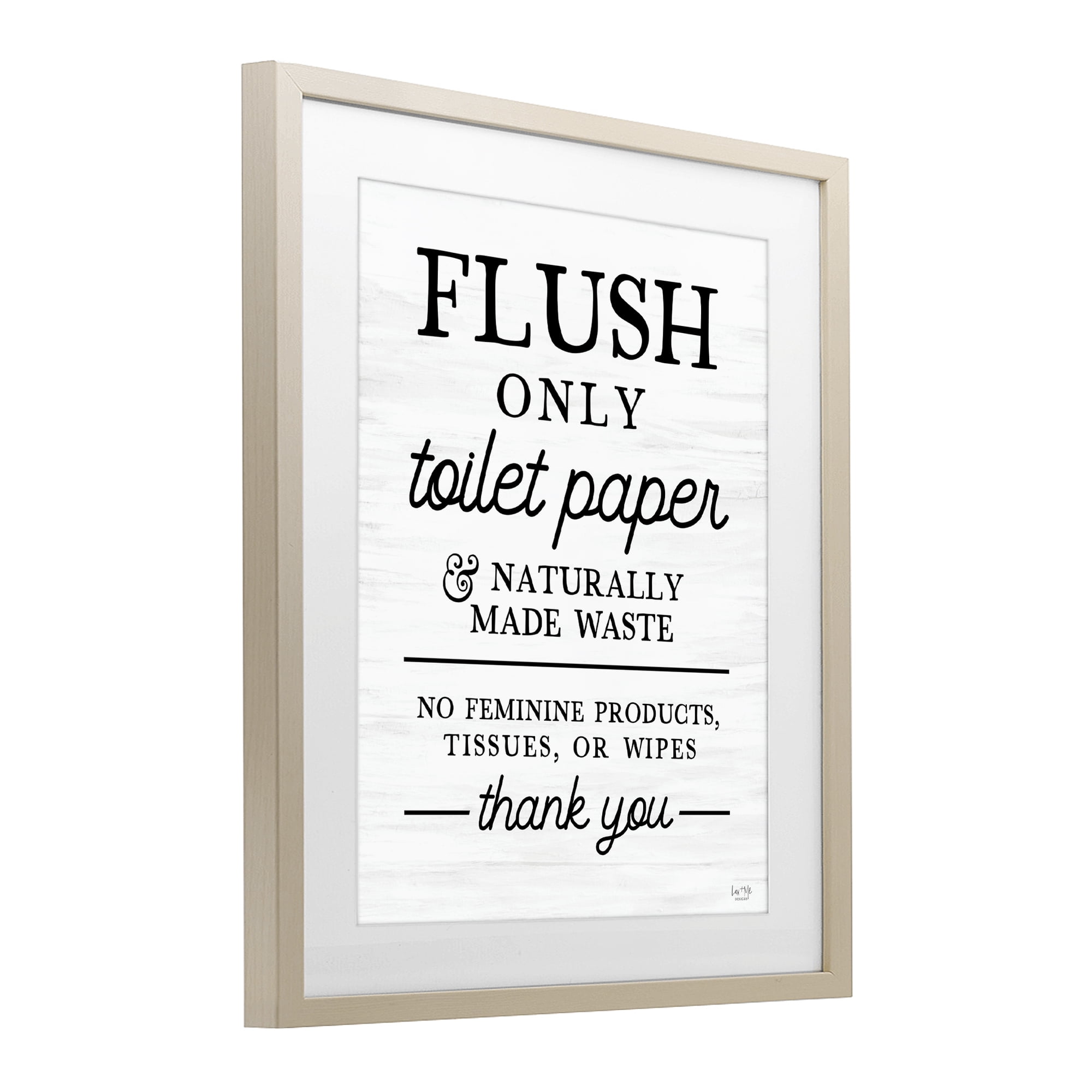 Stupell Industries Flush Only Toilet Paper Rules Birch Framed Print Under Glass, design by Lux + Me Designs