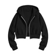 thumbnail image 4 of Gealkoca Girl's Zip Up Cropped Hoodie Crop Top Sweatshirt Drawstring Long Sleeve Jacket Kid's Solid Color Casual Zippered Hooded Sweatshirt 5-15Y, 4 of 6