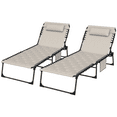thumbnail image 3 of Outsunny Folding Chaise Lounge Set, Padded Reclining Tanning Chairs, Khaki, 3 of 10
