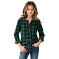 thumbnail image 2 of TGSLY Girls' Plaid Button Down Shirts Lightweight Soft Henley Long Sleeve Tops Relaxed Fit Casual Fall Regular Shoulder Blouses 10-12 Years, 2 of 7