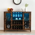 thumbnail image 3 of EastVita Wine Bar Cabinet with LED Light,Home Coffee Cabinet with Wine & Glass Rack,Kitchen Buffet Sideboard with Storage,Liquor Cabinet,Retro, 3 of 8