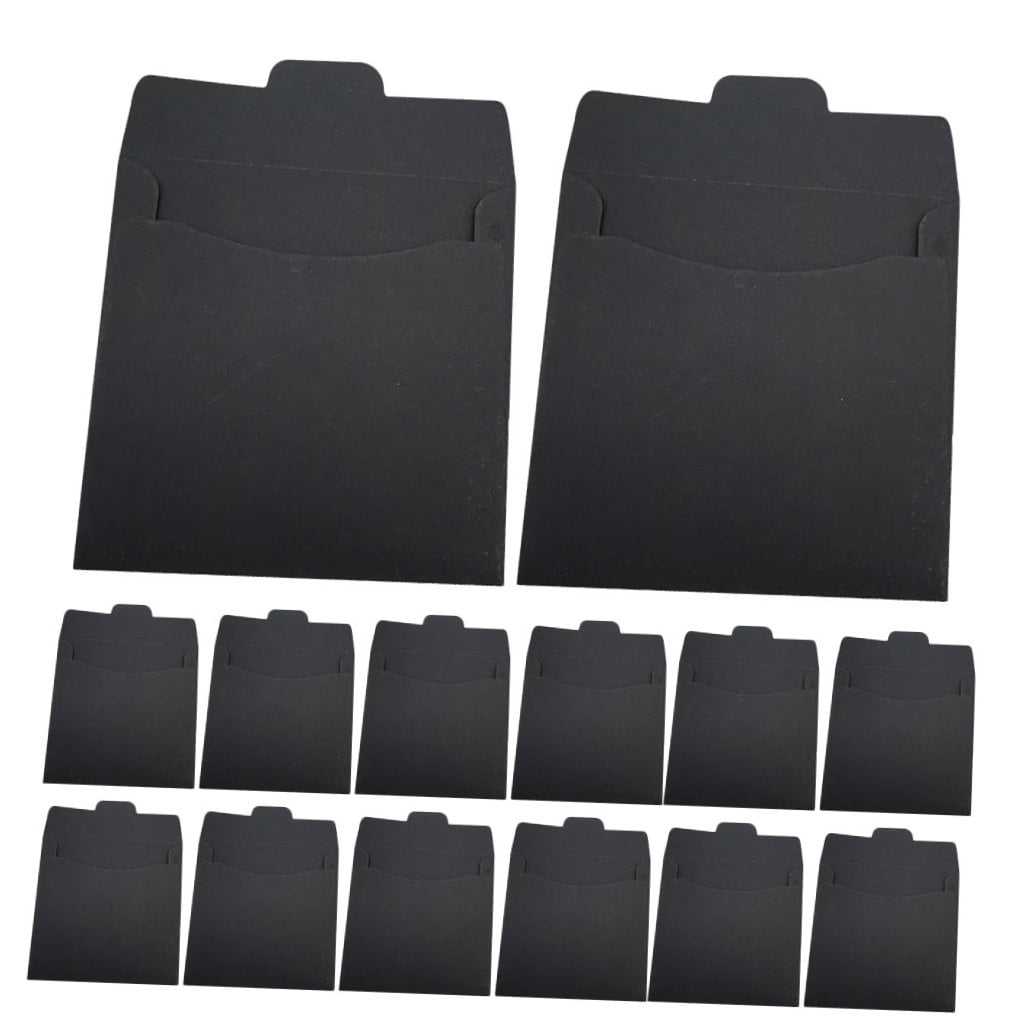 LULULION 100Pcs Black Lightweight Kraft Paper Cd Sleeves Multipurpose Cd Packaging Envelopes for Disc Storage