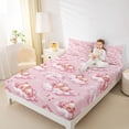 thumbnail image 3 of Erosebridal Cartoon Pig Pattern Bed Sheets,Dreamy Princess Pink Loves King Sheets For Girls 4 Pieces, 3 of 6