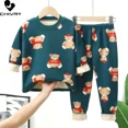 thumbnail image 2 of Nuevos pijamas gruesos y cálidos de otoño e invierno para niños y niñas, pijamas de manga larga con cuello redondo y dibujos animados, conjuntos de ropa de dormir para niños pequeños, 2 of 5
