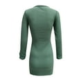 thumbnail image 5 of Aoochasliy Fall Dresses for Women Fall Fashion Casual Pure Color Zipper Slim Long Sleeve Knitted Hip Dress, 5 of 5