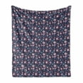 thumbnail image 1 of Floral Soft Flannel Fleece Throw Blanket, Various Colorful Flowers Print in Violet Tones Vintage Style Art, Cozy Plush for Indoor and Outdoor Use, 60" x 80", Sea Blue Lilac, by Ambesonne, 1 of 5