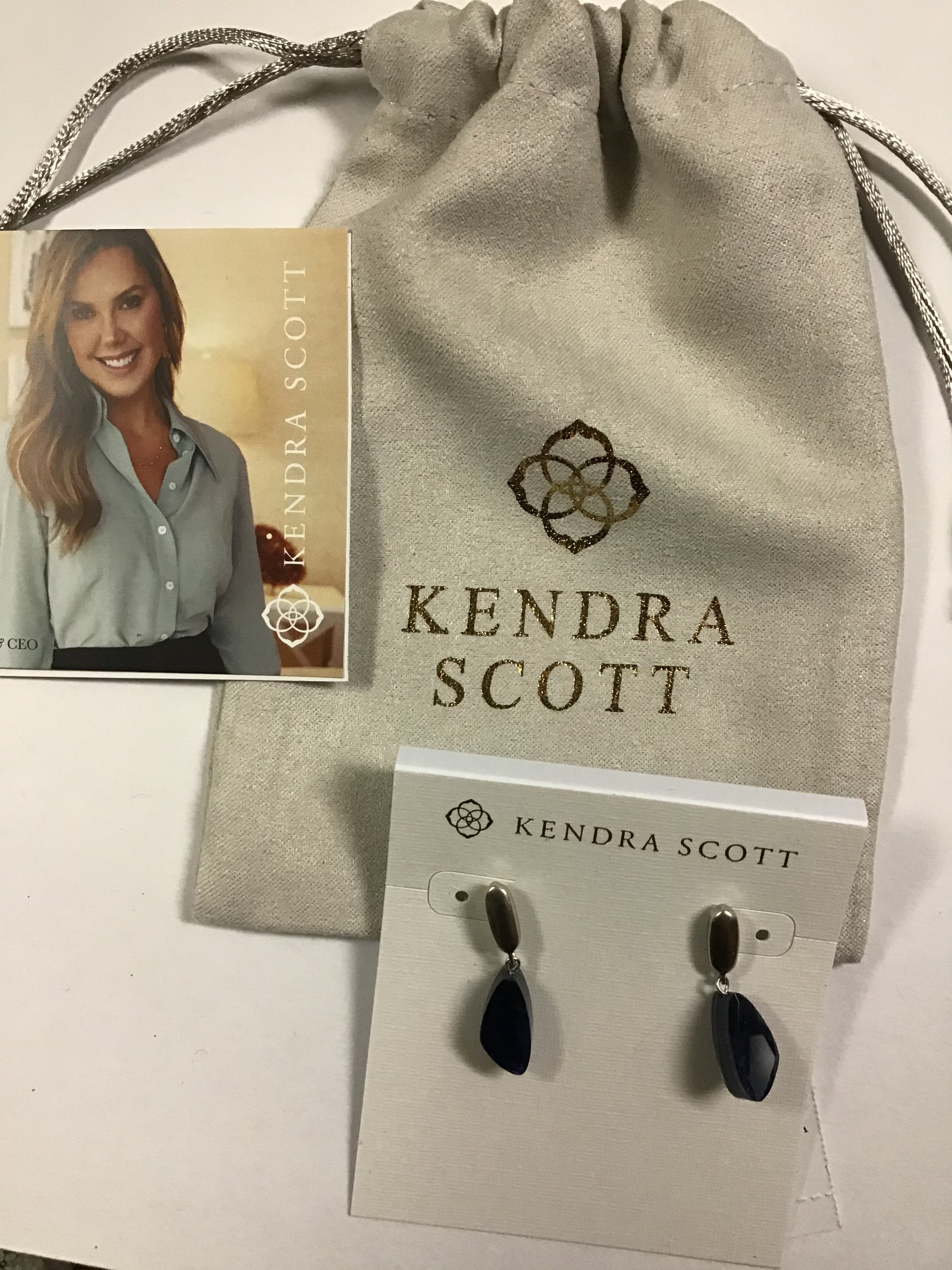 Kendra Scott Women's Ivy Drop Earrings, Vintage Silver Navy Wood