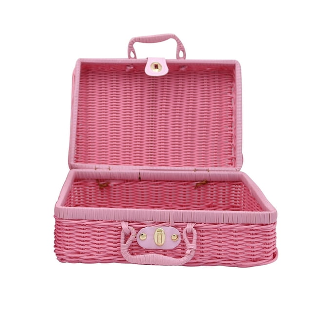 MesaSe Vintage Rattan Woven Storage Case Makeup Holder Suitcase Sundries Organizer Box