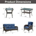 thumbnail image 2 of Opohoro 5-Piece Outdoor Conversation Set with Lounge Chairs, Patio Sofa, Coffee & Side Tables, Brown/Blue, 2 of 10