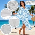 thumbnail image 6 of SEANATIVE Caftans for Women Beach Cover Up Swimsuit Coverups Swimwear Kaftan Dresses Long Caftans Plus Size Batwing Sleeve Swimsuit Coverup V Neck Summer Beach Dress, Blue Floral Palm Tree, 6 of 7