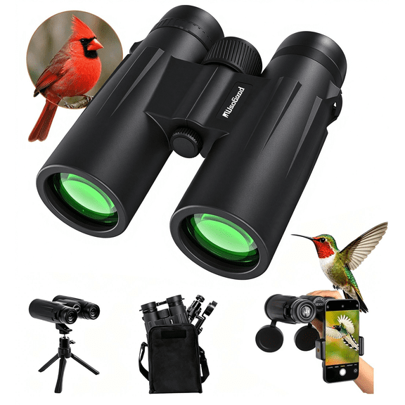 Usogood 12x50 Binoculars for Adults Bird Watching with Tripod Phone Adapto, High-Powered Binoculars for Stargazing, Traveling, Hunting and Hiking