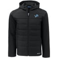thumbnail image 2 of Men's Cutter & Buck Black Detroit Lions  Evoke PrimaLoft Hybrid Eco Softshell Recycled Full-Zip Hooded Jacket, 2 of 3