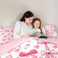 thumbnail image 4 of Manfei Watercolor Dot Bow King Size Comforter Sets,Pink Heart Print Comforters King Size,Pink Reversible,3-Piece,1 Comforter and 2 Pillowcases, 4 of 7