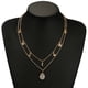thumbnail image 4 of Collar para mujer, joyería para mujer, collar de diamantes redondos, cadena de aleación multicapa, cadena de clavícula, collar de perlas, 4 of 5