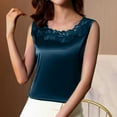 thumbnail image 4 of Sakmal Tank Tops Women Crew Neck Cute Satin Shirts Blue Beach Vacation Solid Womens Tank Tops M, 4 of 5