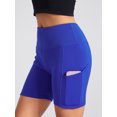 thumbnail image 5 of Cenuakty Women's Running Shorts Solid Color High Waist Tummy Control Fitness Athletic Workout Yoga Shorts with Deep Pockets, 5 of 9