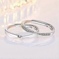 thumbnail image 2 of Anillo de plata de ley 925 para mujer y hombre, anillos sencillos para pareja, anillo de eternidad ajustable, anillo de aniversario, anillo de boda, regalos de joyería, 2 piezas, con joya, 2 of 5